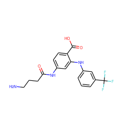 NCCCC(=O)Nc1ccc(C(=O)O)c(Nc2cccc(C(F)(F)F)c2)c1 ZINC000029133514