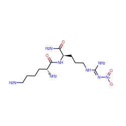 NCCCC[C@@H](N)C(=O)N[C@H](CCCN/C(N)=N/[N+](=O)[O-])C(N)=O ZINC000013531461