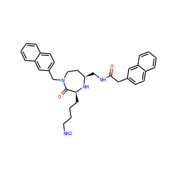 NCCCC[C@@H]1N[C@H](CNC(=O)Cc2ccc3ccccc3c2)CCN(Cc2ccc3ccccc3c2)C1=O ZINC000118684543