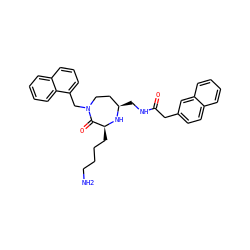 NCCCC[C@@H]1N[C@H](CNC(=O)Cc2ccc3ccccc3c2)CCN(Cc2cccc3ccccc23)C1=O ZINC000118689220