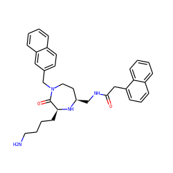 NCCCC[C@@H]1N[C@H](CNC(=O)Cc2cccc3ccccc23)CCN(Cc2ccc3ccccc3c2)C1=O ZINC000118692076