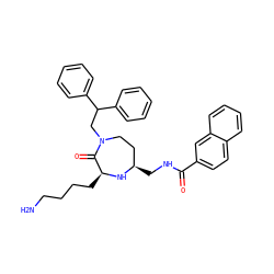 NCCCC[C@@H]1N[C@H](CNC(=O)c2ccc3ccccc3c2)CCN(CC(c2ccccc2)c2ccccc2)C1=O ZINC000118686962