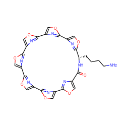 NCCCC[C@@H]1NC(=O)c2coc(n2)-c2coc(n2)-c2coc(n2)-c2coc(n2)-c2coc(n2)-c2coc(n2)-c2coc1n2 ZINC000142034401