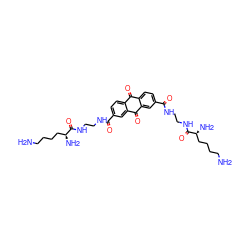 NCCCC[C@H](N)C(=O)NCCNC(=O)c1ccc2c(c1)C(=O)c1cc(C(=O)NCCNC(=O)[C@@H](N)CCCCN)ccc1C2=O ZINC000044308353