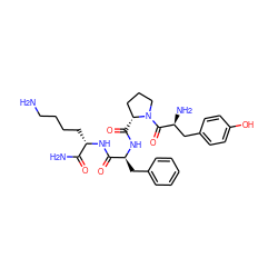 NCCCC[C@H](NC(=O)[C@H](Cc1ccccc1)NC(=O)[C@@H]1CCCN1C(=O)[C@@H](N)Cc1ccc(O)cc1)C(N)=O ZINC000096318539