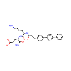 NCCCC[C@H](NC(=O)CCc1ccc(-c2ccc(-c3ccccc3)cc2)cc1)C(=O)N[C@@H](CCC(=O)O)C(N)=O ZINC000144417561