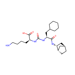 NCCCC[C@H](NC(=O)N[C@@H](CC1CCCCC1)C(=O)N[C@@H]1C[C@H]2CC[C@H]1C2)C(=O)O ZINC001772624580