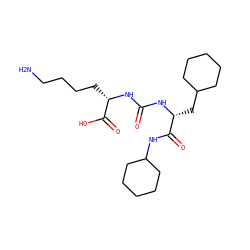 NCCCC[C@H](NC(=O)N[C@H](CC1CCCCC1)C(=O)NC1CCCCC1)C(=O)O ZINC000146542568