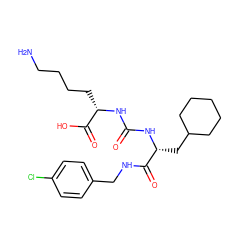 NCCCC[C@H](NC(=O)N[C@H](CC1CCCCC1)C(=O)NCc1ccc(Cl)cc1)C(=O)O ZINC000146615317