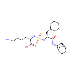 NCCCC[C@H](NS(=O)(=O)N[C@@H](CC1CCCCC1)C(=O)N[C@@H]1C[C@H]2CC[C@H]1C2)C(=O)O ZINC001772580255