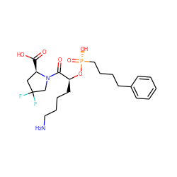 NCCCC[C@H](O[P@](=O)(O)CCCCc1ccccc1)C(=O)N1CC(F)(F)C[C@H]1C(=O)O ZINC000029249497