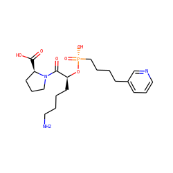 NCCCC[C@H](O[P@](=O)(O)CCCCc1cccnc1)C(=O)N1CCC[C@H]1C(=O)O ZINC000026251803