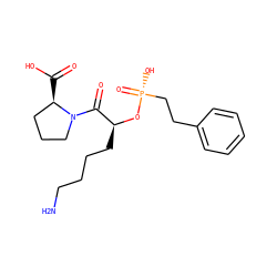 NCCCC[C@H](O[P@](=O)(O)CCc1ccccc1)C(=O)N1CCC[C@H]1C(=O)O ZINC000026265860