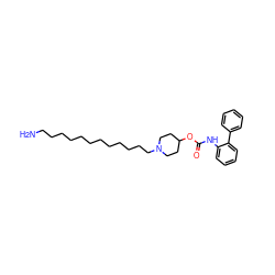 NCCCCCCCCCCCCN1CCC(OC(=O)Nc2ccccc2-c2ccccc2)CC1 ZINC000066080566