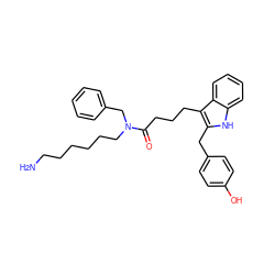 NCCCCCCN(Cc1ccccc1)C(=O)CCCc1c(Cc2ccc(O)cc2)[nH]c2ccccc12 ZINC000028825967