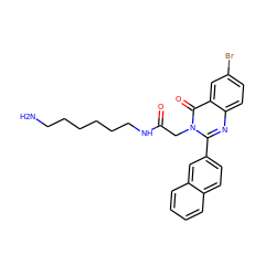 NCCCCCCNC(=O)Cn1c(-c2ccc3ccccc3c2)nc2ccc(Br)cc2c1=O ZINC000027870117