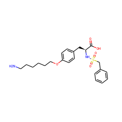 NCCCCCCOc1ccc(C[C@H](NS(=O)(=O)Cc2ccccc2)C(=O)O)cc1 ZINC000003806116