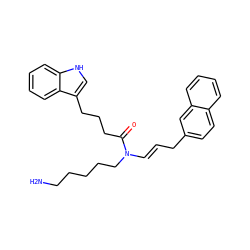 NCCCCCN(/C=C/Cc1ccc2ccccc2c1)C(=O)CCCc1c[nH]c2ccccc12 ZINC000028825918