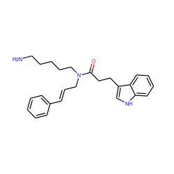 NCCCCCN(C/C=C/c1ccccc1)C(=O)CCc1c[nH]c2ccccc12 ZINC000028825919