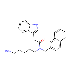 NCCCCCN(Cc1ccc2ccccc2c1)C(=O)Cc1c[nH]c2ccccc12 ZINC000028825891