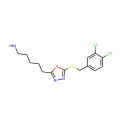 NCCCCCc1nnc(SCc2ccc(Cl)c(Cl)c2)o1 ZINC000005081263