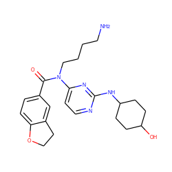 NCCCCN(C(=O)c1ccc2c(c1)CCO2)c1ccnc(NC2CCC(O)CC2)n1 ZINC000049070813