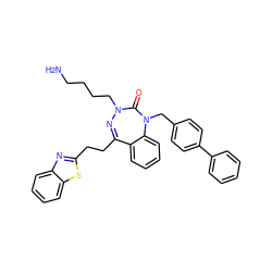 NCCCCN1N=C(CCc2nc3ccccc3s2)c2ccccc2N(Cc2ccc(-c3ccccc3)cc2)C1=O ZINC001772589575