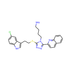 NCCCCn1c(SCCc2c[nH]c3ccc(Cl)cc23)nnc1-c1ccc2ccccc2n1 ZINC000028458649