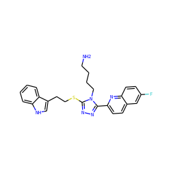 NCCCCn1c(SCCc2c[nH]c3ccccc23)nnc1-c1ccc2cc(F)ccc2n1 ZINC000028457957