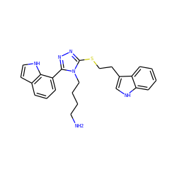 NCCCCn1c(SCCc2c[nH]c3ccccc23)nnc1-c1cccc2cc[nH]c12 ZINC000028459586