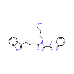 NCCCCn1c(SCCc2c[nH]c3ccccc23)nnc1-c1cnc2ccccc2n1 ZINC000028458902