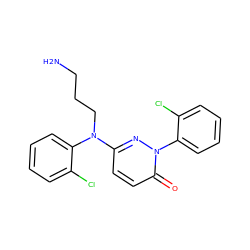 NCCCN(c1ccc(=O)n(-c2ccccc2Cl)n1)c1ccccc1Cl ZINC000014961544