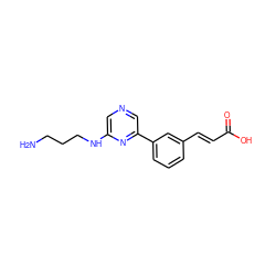 NCCCNc1cncc(-c2cccc(/C=C/C(=O)O)c2)n1 ZINC000040956181