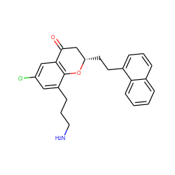 NCCCc1cc(Cl)cc2c1O[C@@H](CCc1cccc3ccccc13)CC2=O ZINC000653733668