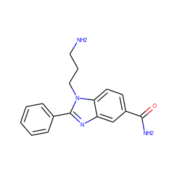 NCCCn1c(-c2ccccc2)nc2cc(C(N)=O)ccc21 ZINC000473111822