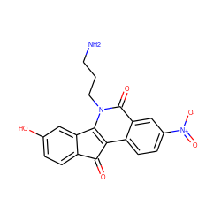 NCCCn1c2c(c3ccc([N+](=O)[O-])cc3c1=O)C(=O)c1ccc(O)cc1-2 ZINC000299853685