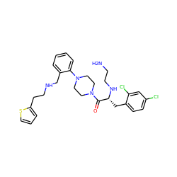 NCCN[C@H](Cc1ccc(Cl)cc1Cl)C(=O)N1CCN(c2ccccc2CNCCc2cccs2)CC1 ZINC000028478267