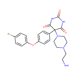 NCCN1CCN(C2(c3ccc(Oc4ccc(Br)cc4)cc3)C(=O)NC(=O)NC2=O)CC1 ZINC000022933640