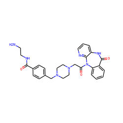 NCCNC(=O)c1ccc(CN2CCN(CC(=O)N3c4ccccc4C(=O)Nc4cccnc43)CC2)cc1 ZINC000022940154