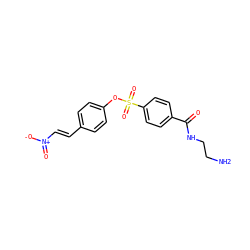 NCCNC(=O)c1ccc(S(=O)(=O)Oc2ccc(/C=C/[N+](=O)[O-])cc2)cc1 ZINC000013823398