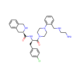 NCCNCc1ccccc1N1CCN(C(=O)[C@@H](Cc2ccc(Cl)cc2)NC(=O)[C@H]2Cc3ccccc3CN2)CC1 ZINC000028380288