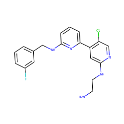 NCCNc1cc(-c2cccc(NCc3cccc(F)c3)n2)c(Cl)cn1 ZINC000169703756