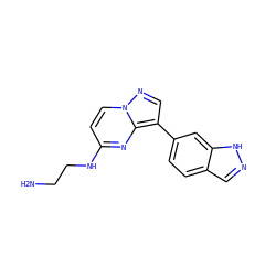 NCCNc1ccn2ncc(-c3ccc4cn[nH]c4c3)c2n1 ZINC000096286356