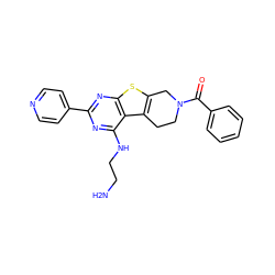 NCCNc1nc(-c2ccncc2)nc2sc3c(c12)CCN(C(=O)c1ccccc1)C3 ZINC000223660625