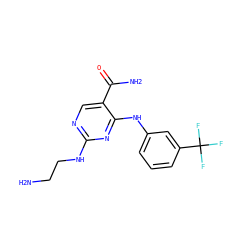 NCCNc1ncc(C(N)=O)c(Nc2cccc(C(F)(F)F)c2)n1 ZINC000002007259