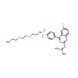 NCCOCCOCCNS(=O)(=O)c1ccc(-c2nc(N=C(N)N)nc3ccc(Cl)cc23)cc1 ZINC000218738897