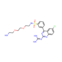 NCCOCCOCCNS(=O)(=O)c1cccc(-c2nc(N=C(N)N)nc3ccc(Cl)cc23)c1 ZINC000218738968