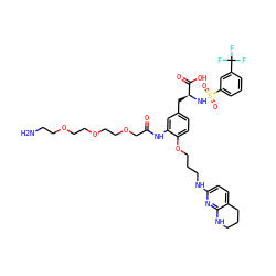 NCCOCCOCCOCC(=O)Nc1cc(C[C@H](NS(=O)(=O)c2cccc(C(F)(F)F)c2)C(=O)O)ccc1OCCCNc1ccc2c(n1)NCCC2 ZINC000095549049