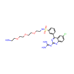 NCCOCCOCCOCCNS(=O)(=O)c1cccc(-c2nc(N=C(N)N)nc3ccc(Cl)cc23)c1 ZINC000218757444