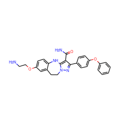 NCCOc1ccc2c(c1)CCn1nc(-c3ccc(Oc4ccccc4)cc3)c(C(N)=O)c1N2 ZINC000045336740